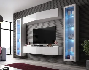 Cama Living Room Cabinet Set Vigo Slant 8 White/White Gloss